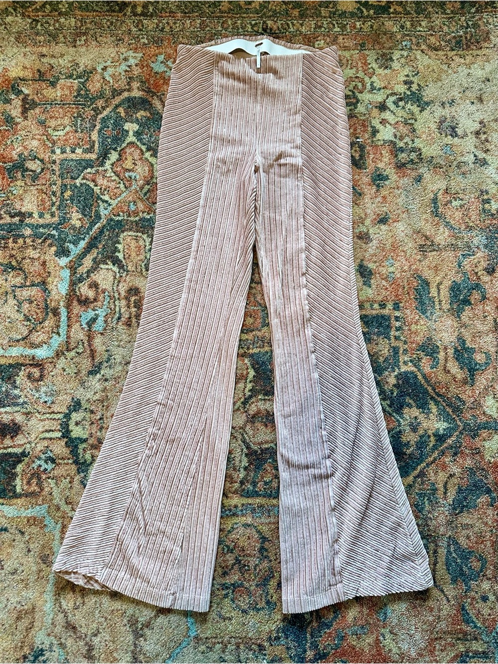 Free People Dusty Rose Ribbed Velvet Pull On Pants